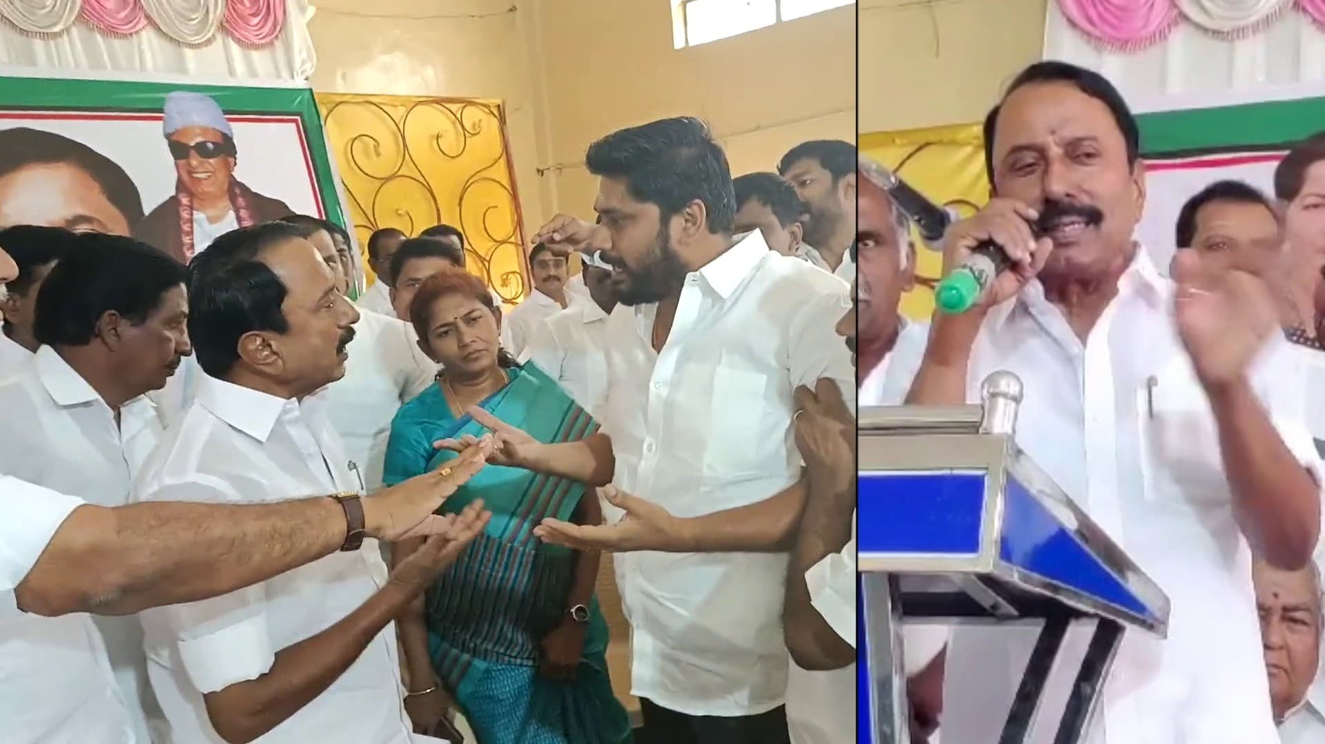 அ.தி.மு.க. ஆலோசனை கூட்டத்தில் திடீர் மோதல்.. செங்கோட்டையனிடம் வாக்குவாதம் செய்த நபரை இழுத்து சென்ற அ.தி.மு.க. நிர்வாகிகள்