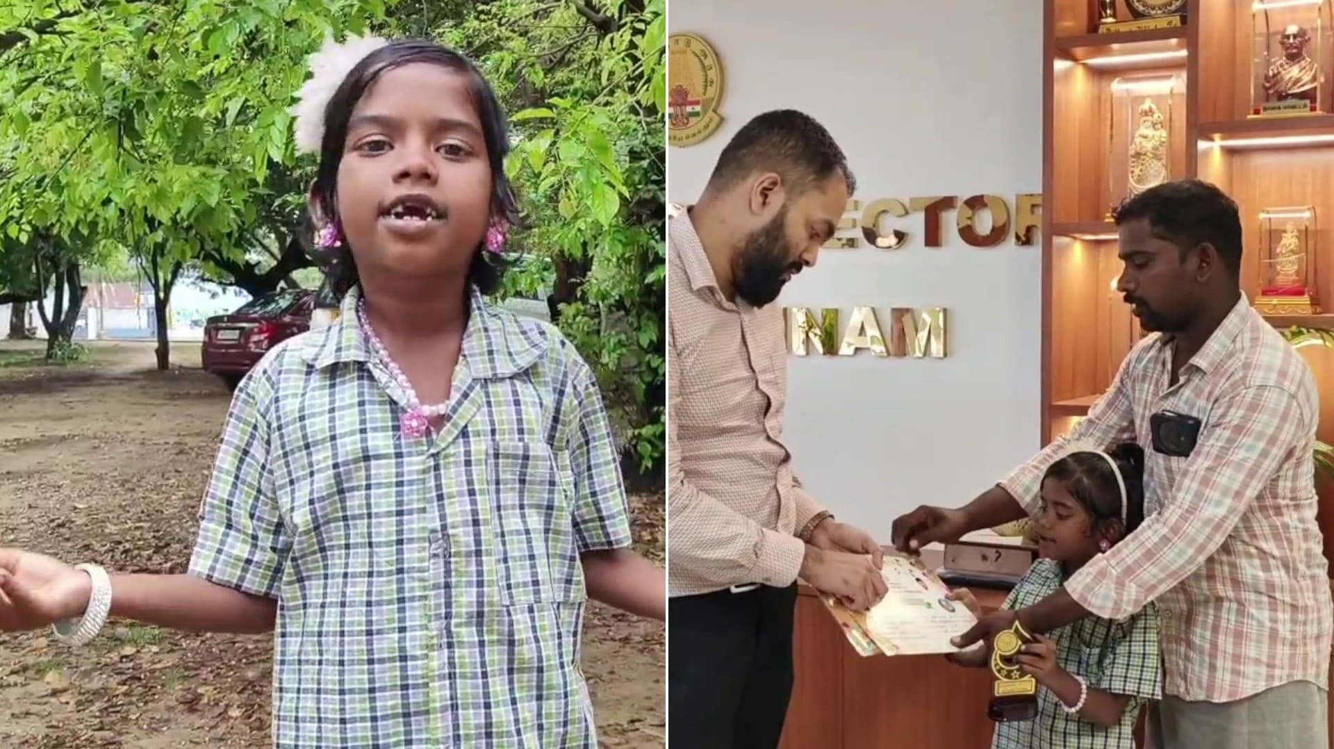 கலைத்திருவிழாவில் பாடல் பாடிய 3ஆம் வகுப்பு மாணவிக்கு பரிசை வழங்கி ஆசையை நிறைவேற்றிய ஆட்சியர்..!