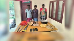 வனத்துறை கட்டுப்பாட்டில் உள்ள சந்தனக்காட்டில் சந்தன மரம் வெட்டிய 3 பேர் கைது..