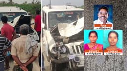 வேகத்தடையில் வேகத்தைக் குறைத்த பைக் - பின்னால் மோதிய கார்..! அ.தி.மு.க பிரமுகர் உட்பட 3 பேர் உயிரிழப்பு..