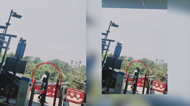 சுங்கக் கட்டணம் செலுத்தாமல் தமிழக வாழ்வுரிமைக் கட்சியினர் அடாவடி..தடுப்புகளை எட்டி உதைத்த நிர்வாகி..