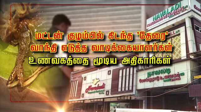 மட்டன் குழம்பில் கிடந்த 'தேரை'.. வாந்தி எடுத்த வாடிக்கையாளர்கள்.. உணவகத்தை மூடிய அதிகாரிகள்