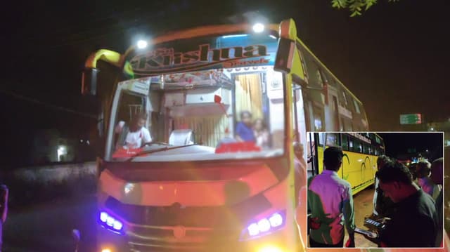 மதுபோதையில் தனியார் பேருந்தை தாறுமாறாக இயக்கிய ஓட்டுநர்