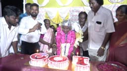 கொள்ளுப் பேரன், பேத்திகளுடன் 100 ஆவது பிறந்த நாள் - கேக் வெட்டி கொண்டாடிய மூதாட்டி