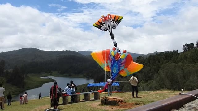 கொடைக்கானலில் காற்றாடி கண்காட்சி கோலாகலம்.. 40 வகையான காற்றாடிகள் வானில் பறந்தன