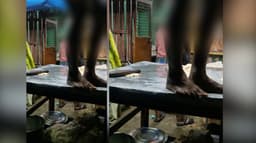 பரோட்டா அடிக்கும் கல் மீது வெறுங்காலுடன் நடந்த பணியாளர்