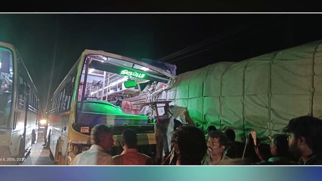 இருட்டில் லாரி இருப்பதை அறியாமல் அரசு பேருந்து மோதி விபத்து.. 2 பேர் பரிதாப உயிரிழப்பு..!