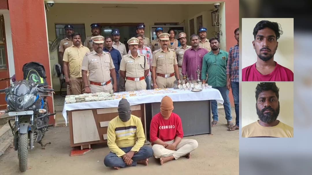 மருத்துவமனை ஊழியர் வீட்டில் 129 சவரன் நகை, ரூ.21 லட்சம் கொள்ளை.. 2 பேர் கைது