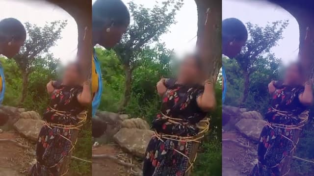 கடனை திருப்பிக் கொடுக்காததால் பெண்ணை மரத்தில் கட்டிவைத்து தாக்குதல்.. 4 பேர் கைது