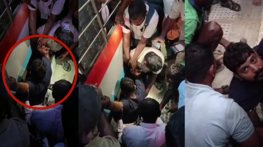 கோவில்பட்டியில் ரயிலில் ஏற முயன்றவர் நடைமேடை - ரயிலுக்கு இடையில் சிக்கி பரிதவித்த இளைஞர்