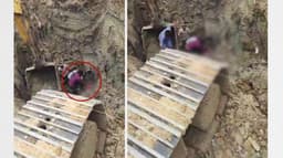 சாலை விரிவாக்கப் பணியில் மண் சரிந்து கூலி தொழிலாளி உயிரிழப்பு..! 20 அடி ஆழ பள்ளத்தில் சிக்கிக்கொண்டவர் ஜே.சி.பி. மூலம் மீட்பு..