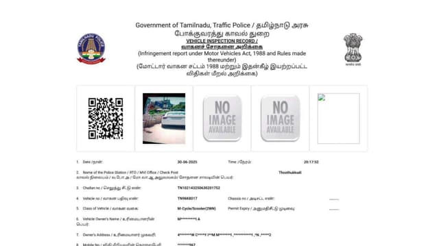 நோ பார்க்கிங்" காரின் படத்துடன் வீட்டில் இருந்த பைக்குக்கு ரூ.500 அபராதம்