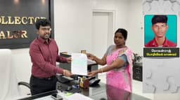 தந்தை இறந்ததால் கல்லூரிக் கட்டணம் செலுத்த முடியமல் தவித்த மாணவன் - உதவி செய்த மாவட்ட ஆட்சியர்