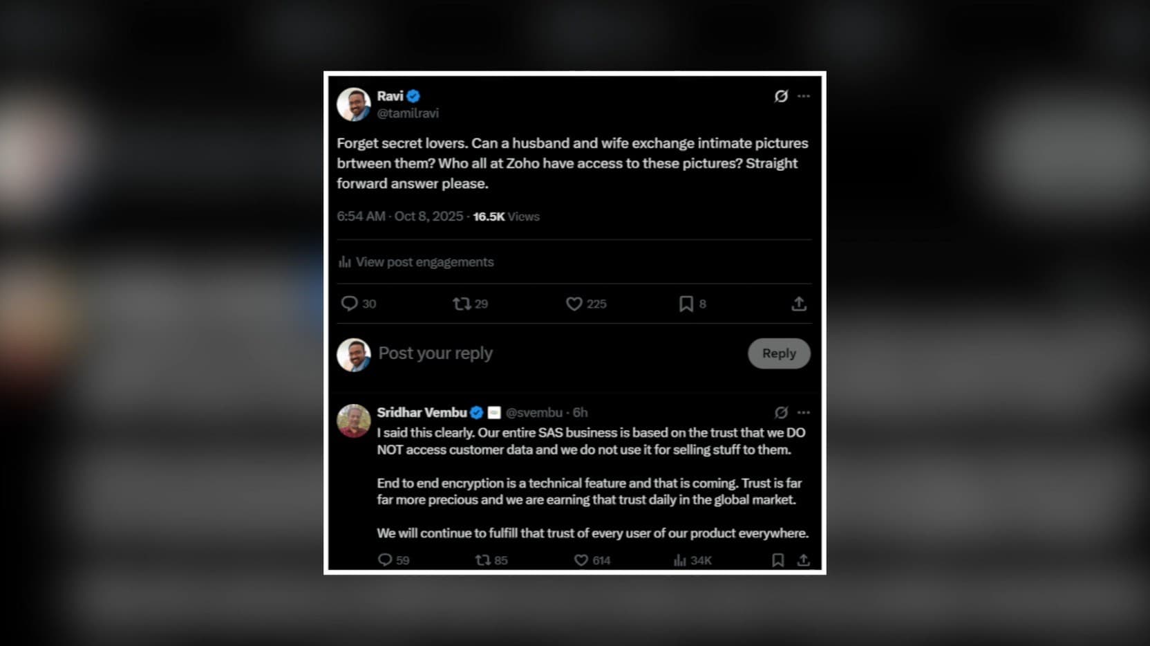 "என்னை நம்பு சகோ"- அரட்டை செயலியின் தனியுரிமை குறித்த கேள்விக்கு ஸ்ரீதர்வேம்பு பதில்
