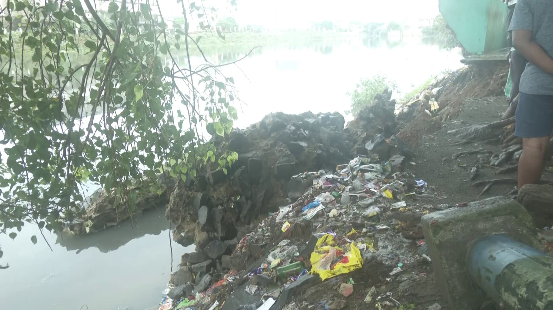 அடையாற்றுக்கு நீர் வரத்து அதிகரிப்பால் வெள்ளத் தடுப்புச் சுவர்  இடிந்து விழுந்து சேதம்