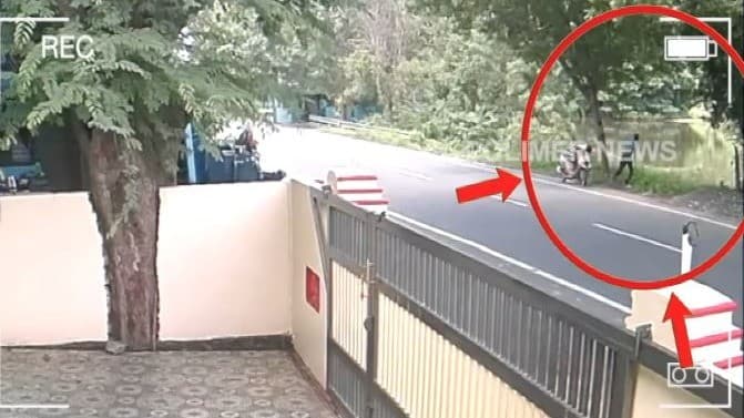 காதலி கண்முன்னே குளத்தில் குதித்து காதலன் தற்கொலை - சிசிடிவி காட்சி