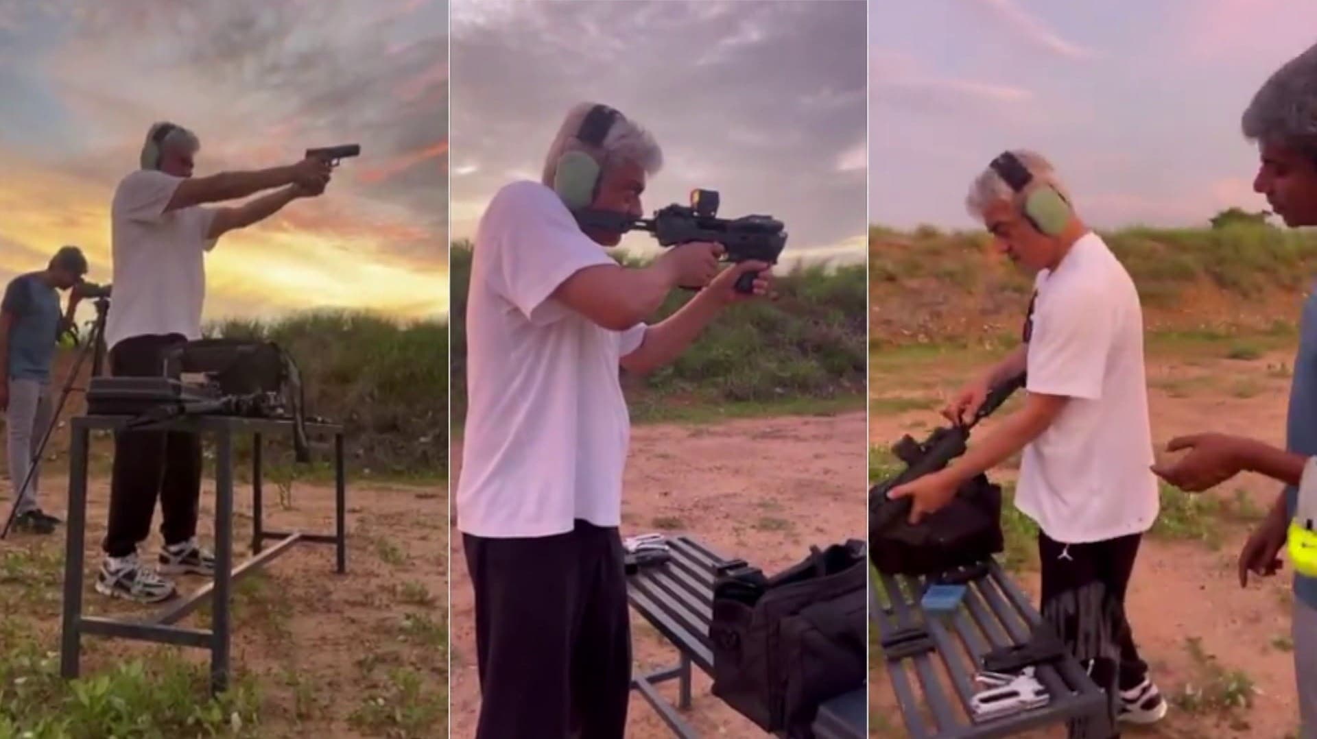 காங்கேயம் அருகே துப்பாக்கி சுடுதல் பயிற்சி எடுத்த நடிகர் அஜித்குமார்