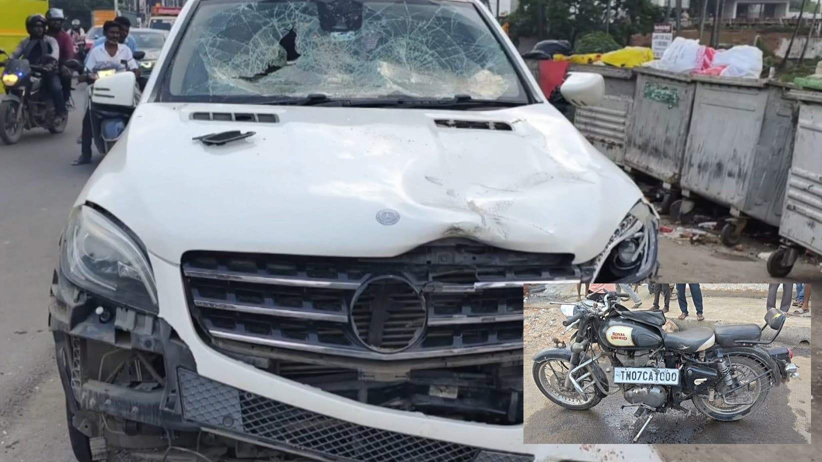 மெர்சிடிஸ் பென்ஸ் கார் மோதி புல்லட் பைக்கில் சென்றவர் உயிரிழப்பு