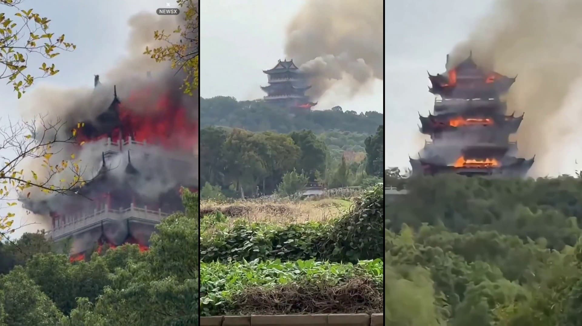 சீனாவில் 1500 ஆண்டுகள் பழமையான கோவில் வளாகத்தில் தீ விபத்து