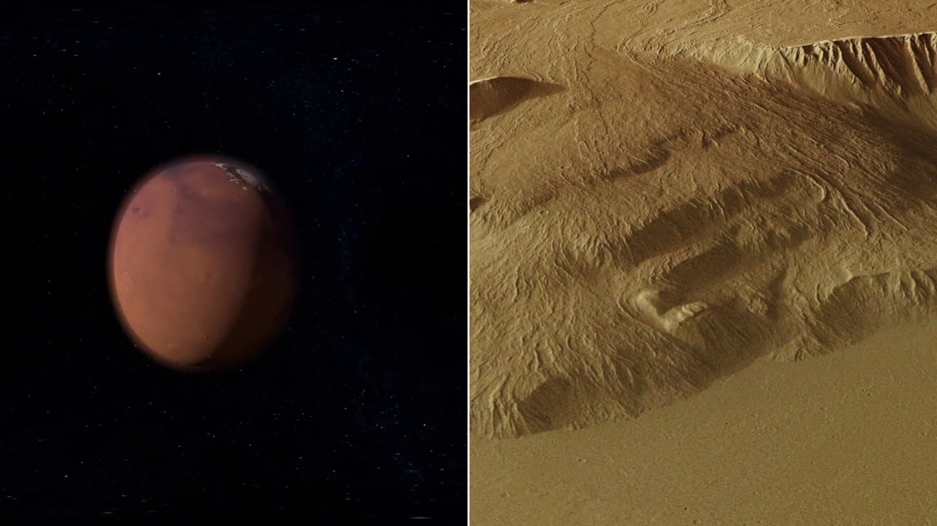 செவ்வாய் கிரகத்தில் உள்ள ஒலிம்பஸ் மோன்ஸ் எரிமலை அடிவாரத்தின் அரிய புகைப்படங்கள் வெளியீடு