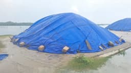 தொடர் கனமழை காரணமாக உப்பு ஏற்றுமதி பாதிப்பு..! தார்பாய் கொண்டு உப்பை மூடி வைத்துள்ள வியாபாரிகள்..