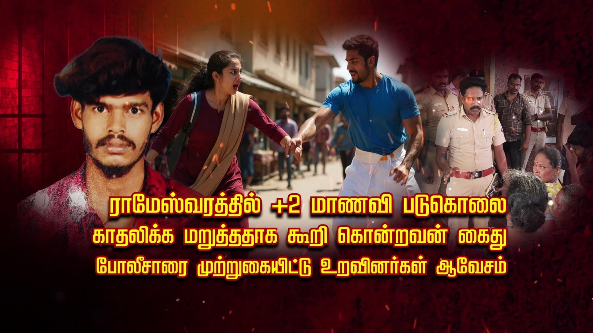 ராமேஸ்வரத்தில் +2 மாணவி படுகொலை.. காதலிக்க மறுத்ததாக கூறி கொன்றவன் கைது.. போலீசாரை முற்றுகையிட்டு உறவினர்கள் ஆவேசம்..!