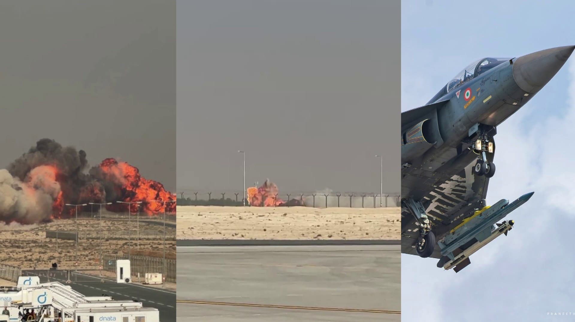 துபாய் ஏர் ஷோவில் இந்தியாவின் தேஜஸ் போர் விமானம் தரையில் விழுந்து விபத்து