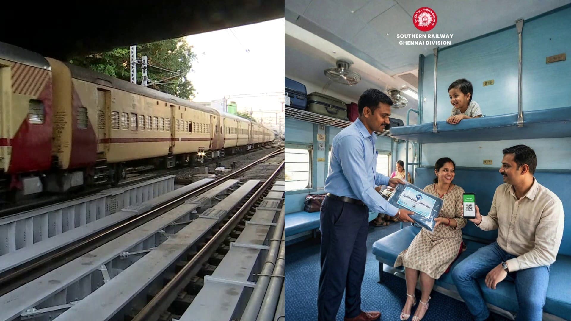 இந்திய ரயில்வேயில் முதன்முறையாக, ஸ்லீப்பர் வகுப்பு பயணிகள் கட்டணம் செலுத்தி சுகாதாரமான படுக்கை விரிப்பு பெற்றுக்கொள்ளும் வசதி