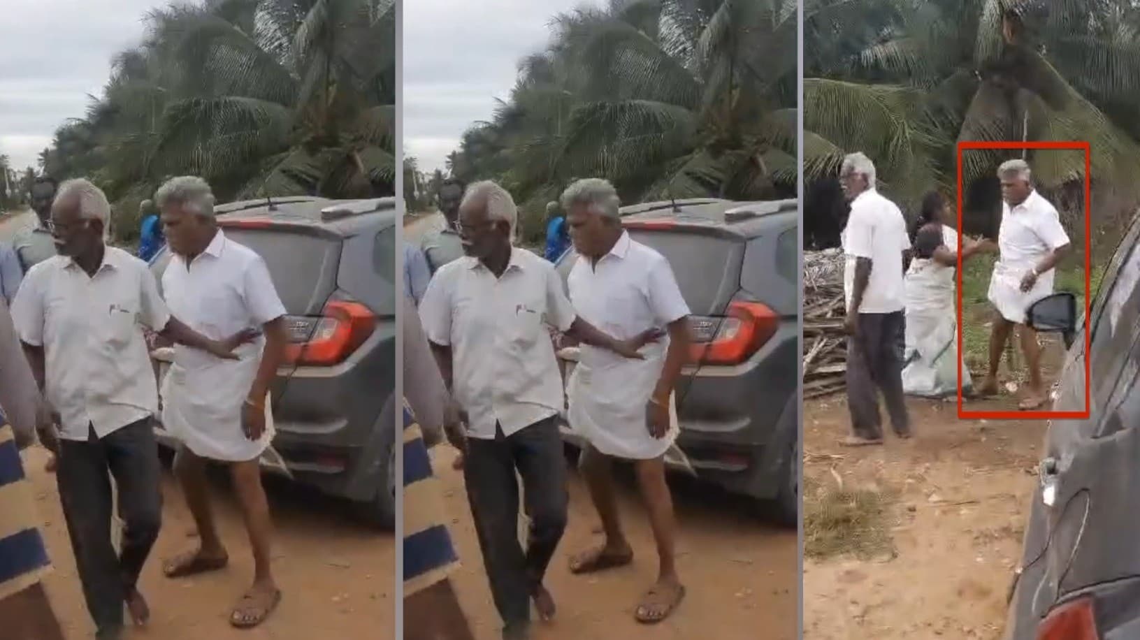 நிலப்பிரச்சனையில் வாக்குவாதம் செய்த பொதுமக்களை குச்சியால் தாக்கிய முன்னாள் எம்.பி.!