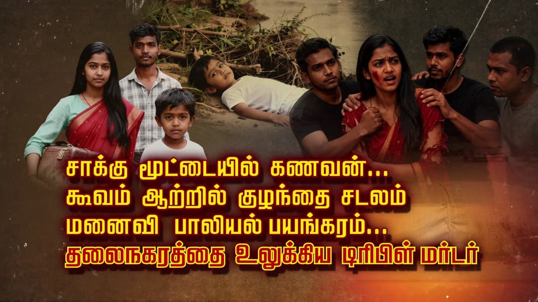 சாக்கு மூட்டையில் கணவன்.. கூவம் ஆற்றில் குழந்தை சடலம்.. மனைவி பாலியல் பயங்கரம்.. தலைநகரத்தை உலுக்கிய டிரிபிள் மர்டர்..