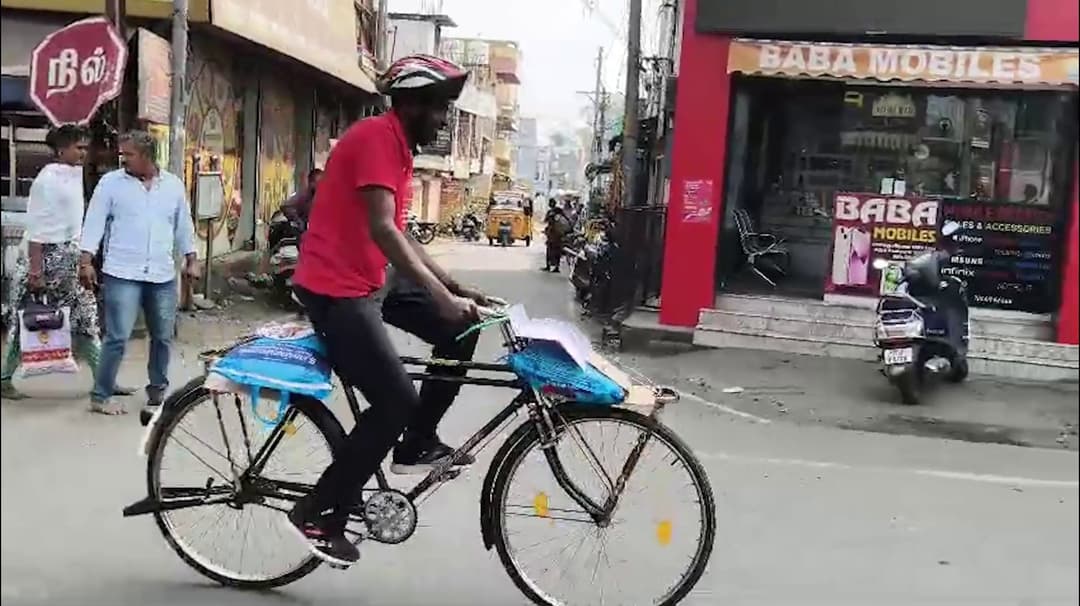 20 கிலோ எடையுடன் அரை பெடல் முறையில் 40 கி.மீ. சைக்கிள் ஓட்டி சாதனை