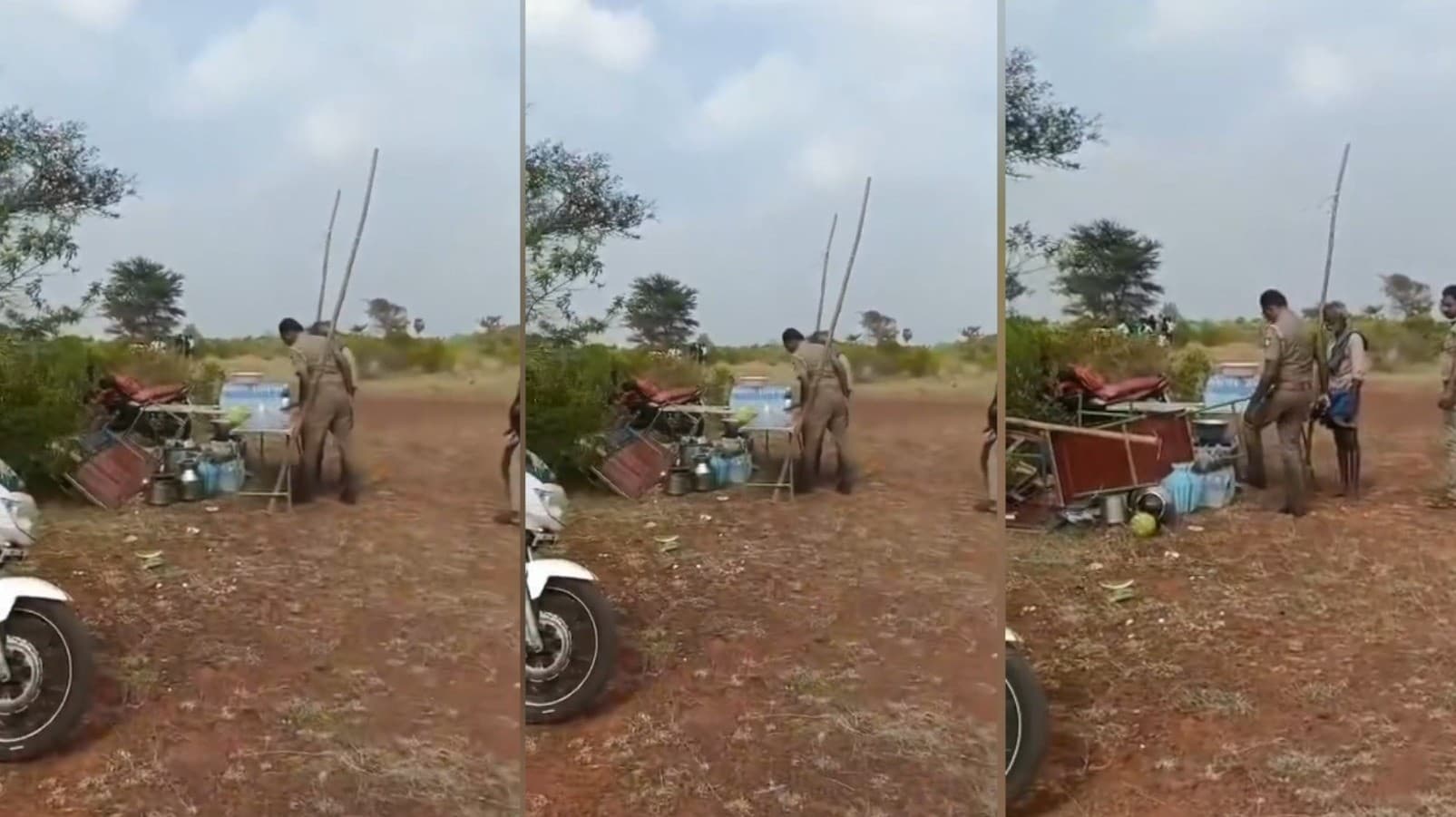 முதியவரின் கடையை எட்டி உதைத்த திருமயம் இன்ஸ்பெக்டர்.. திருச்சி ஐஜி நடவடிக்கை.!