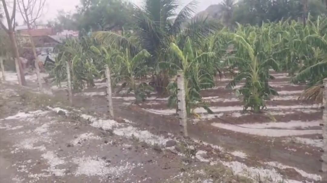 கோடைகாலத்தில் திடீரென பெய்த ஆலங்கட்டி மழை